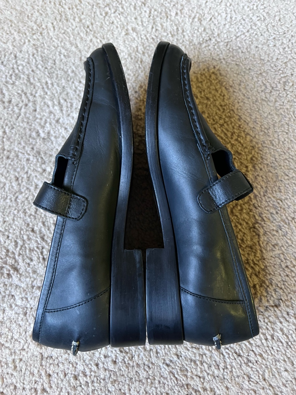 Everlane Black Leather T-Strap Mary Jane Loafers Flat Buckle Shoes Size 9 - Picture 7 of 10